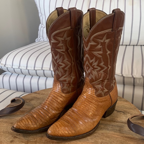 Tony Lama Other - Vintage Tony Lama Black Label Lizard Cowboy Western Leather Boots Men’s 9 1/2 D
